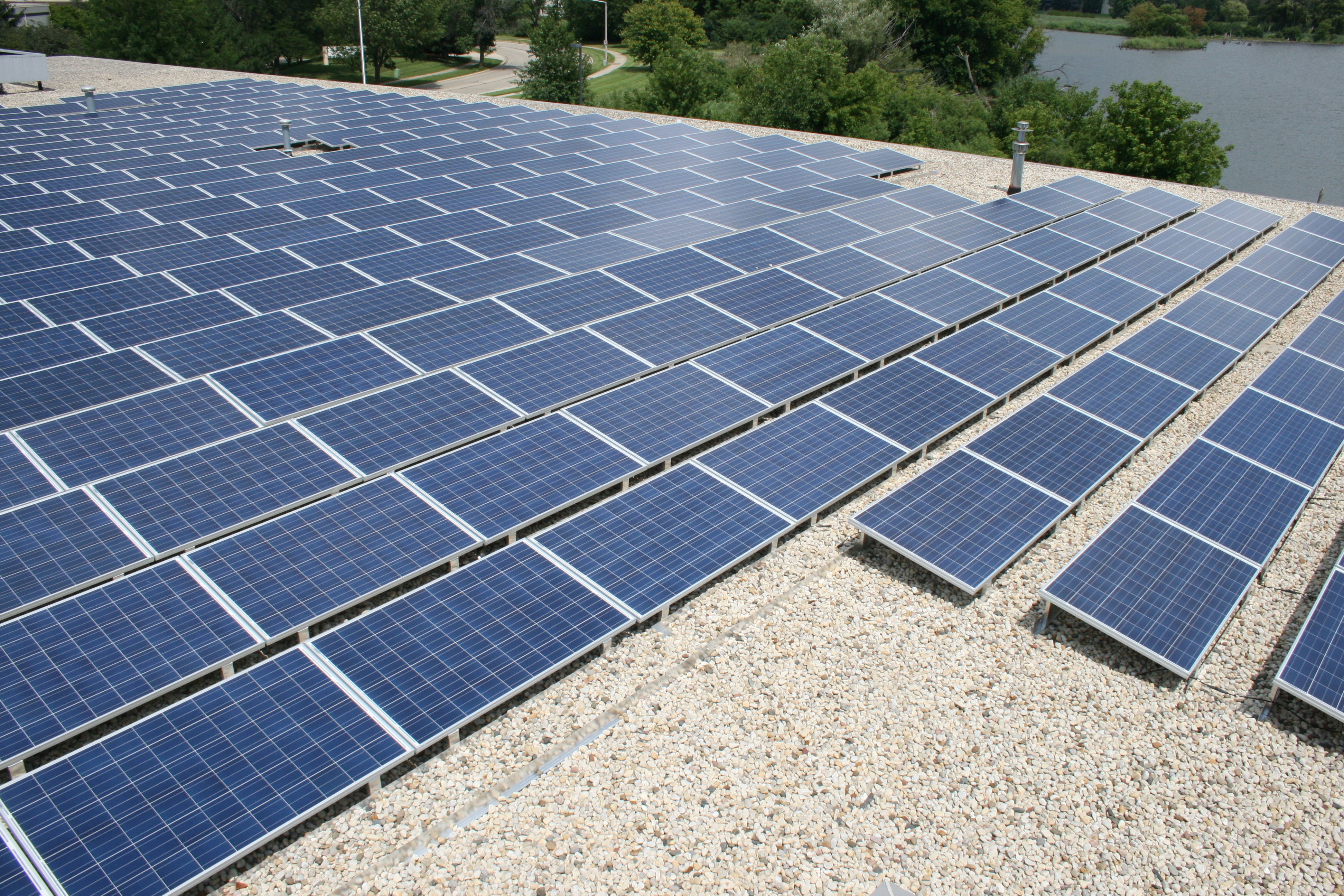 Solar on roof installation, parking facility