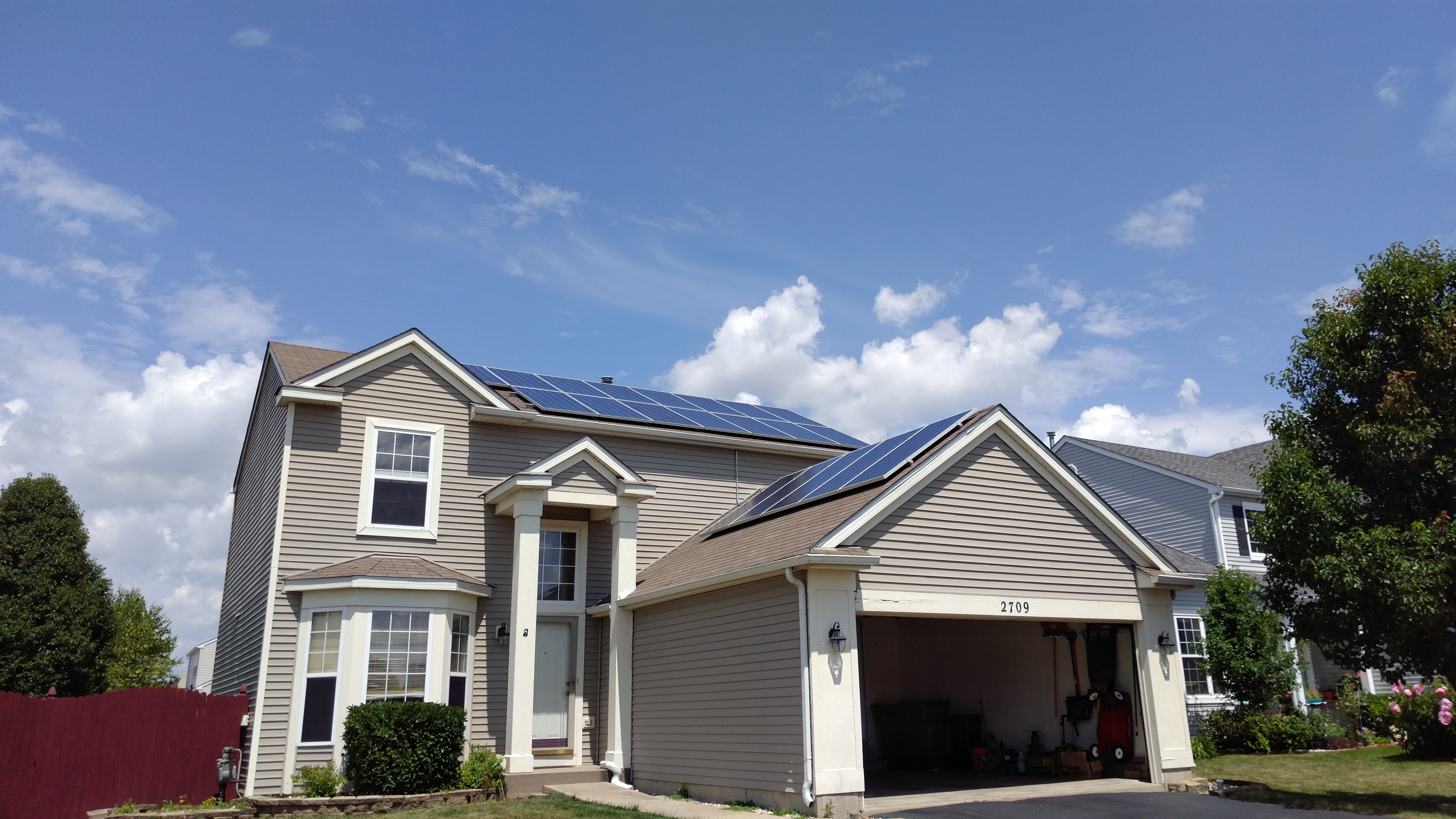 Rooftop residential home solar cells, solar panels, solar system. 