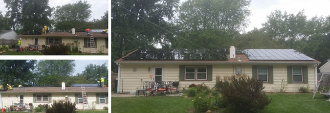 Rooftop solar energy system installed on a Montgomery Home in Illinois by WCP Solar