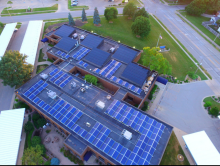 solar panel system on roof of commercial building