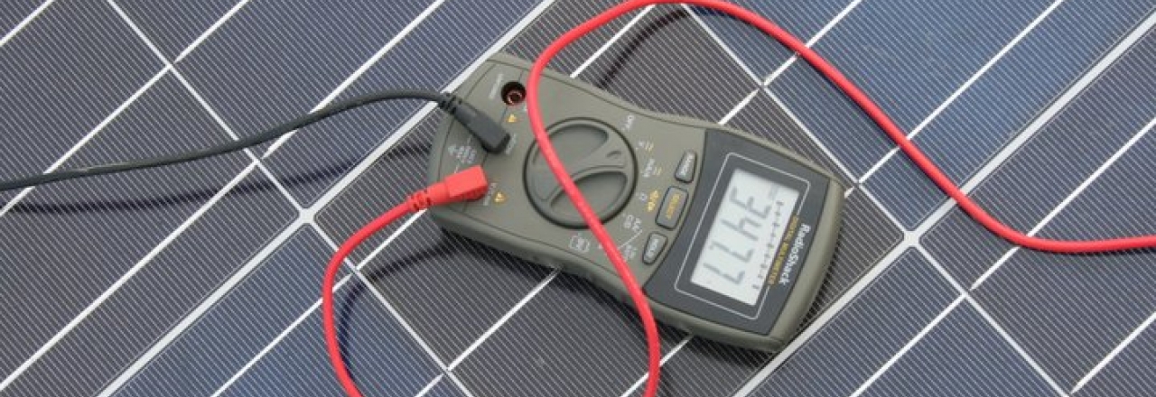 PV Solar Cell Panel with Multimeter