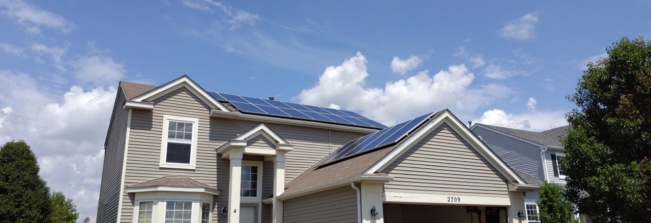 Rooftop residential home solar cells, solar panels, solar system. 