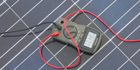 PV Solar Cell Panel with Multimeter