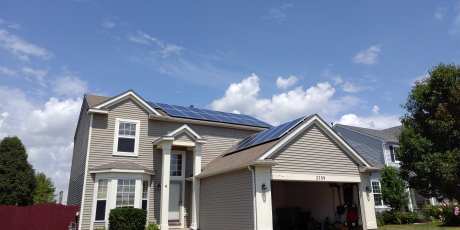 Rooftop residential home solar cells, solar panels, solar system. 